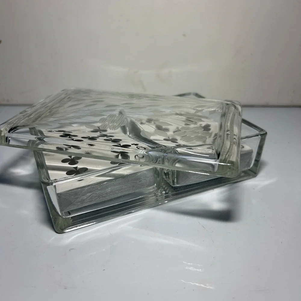 Vintage etched Crystal card holder